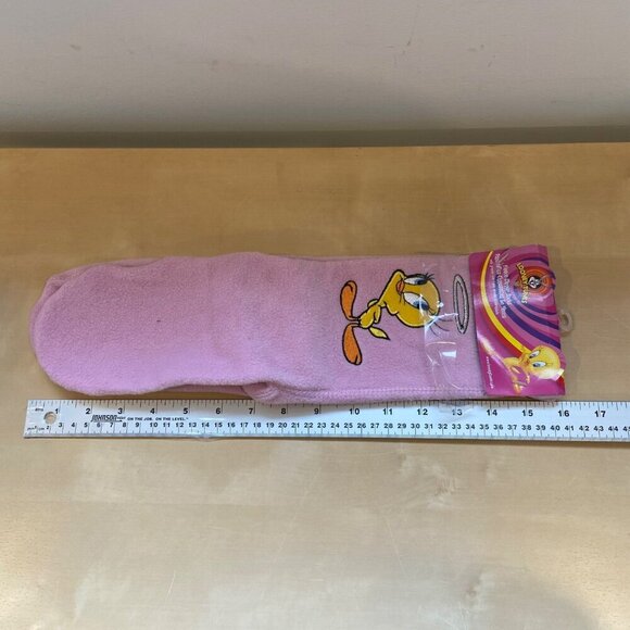 Looney Tunes Fleece Slipper Socks With Tweety Bird & Silver Stars pink girl - Picture 11 of 11